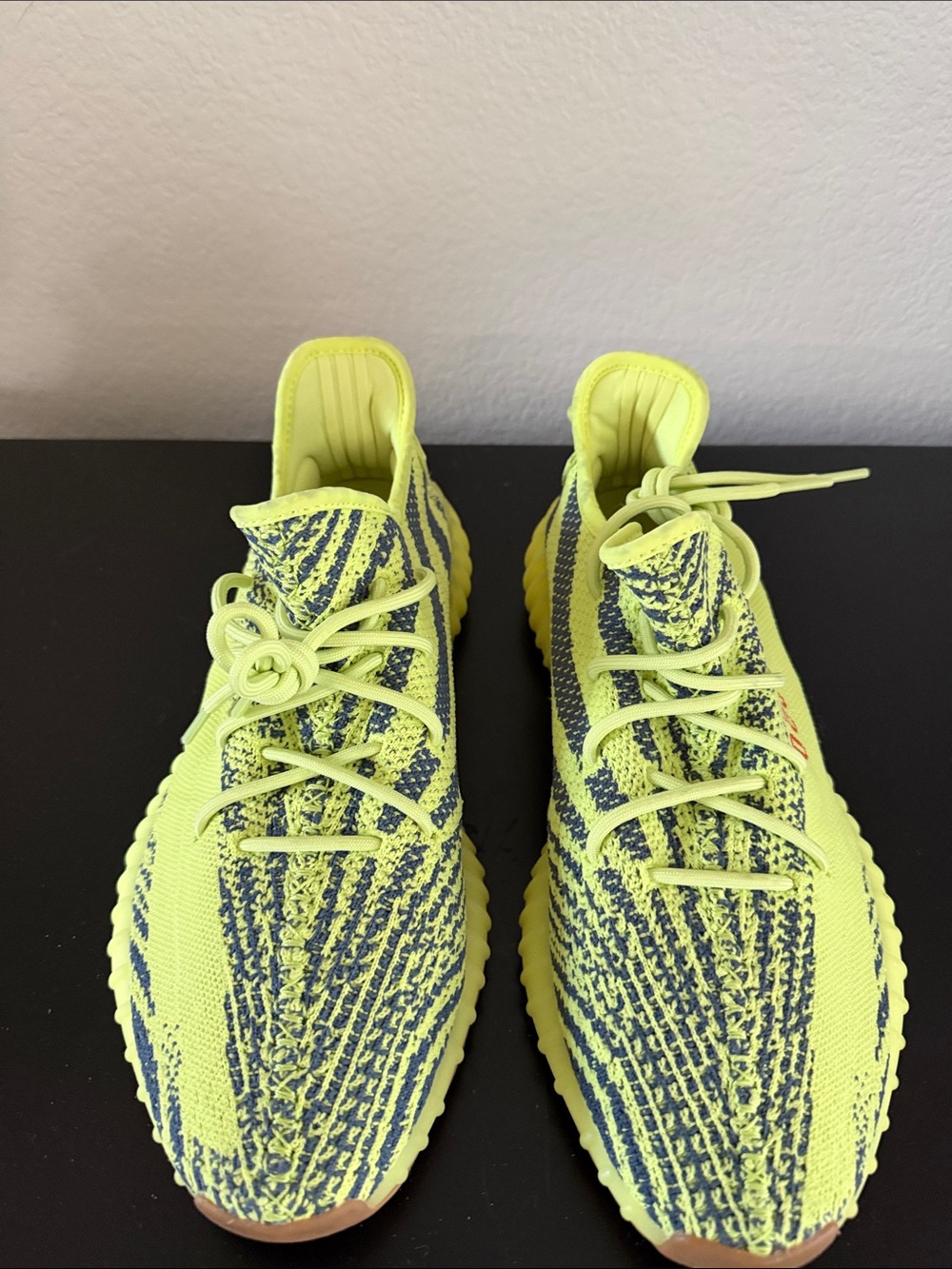 Yeezy Neon Yellow and Gray Knit Sneakers